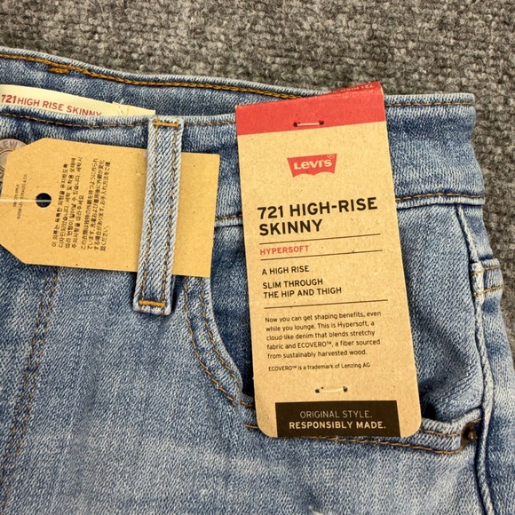 Levis Jeans Womens 2‎ Medium 26x30 (Fit 26x27) 721 High Rise Skinny Distressed - Picture 2 of 16